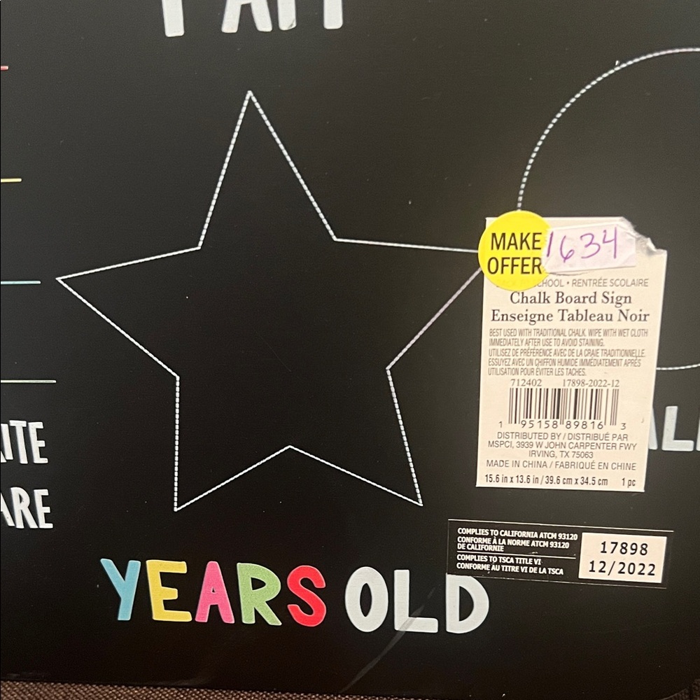 #1635+ Happy Birthday Chalkboard Sign - Multicolor - Picture 4 of 14